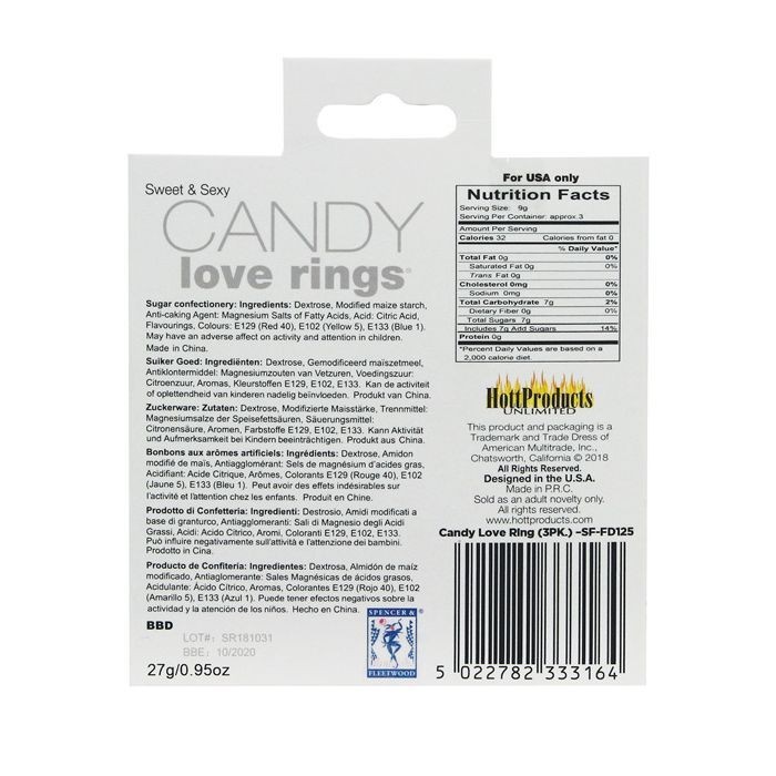 Edible Candy Ring Set of 3 Novelty Sweet Treat Adult Party Fun Gift