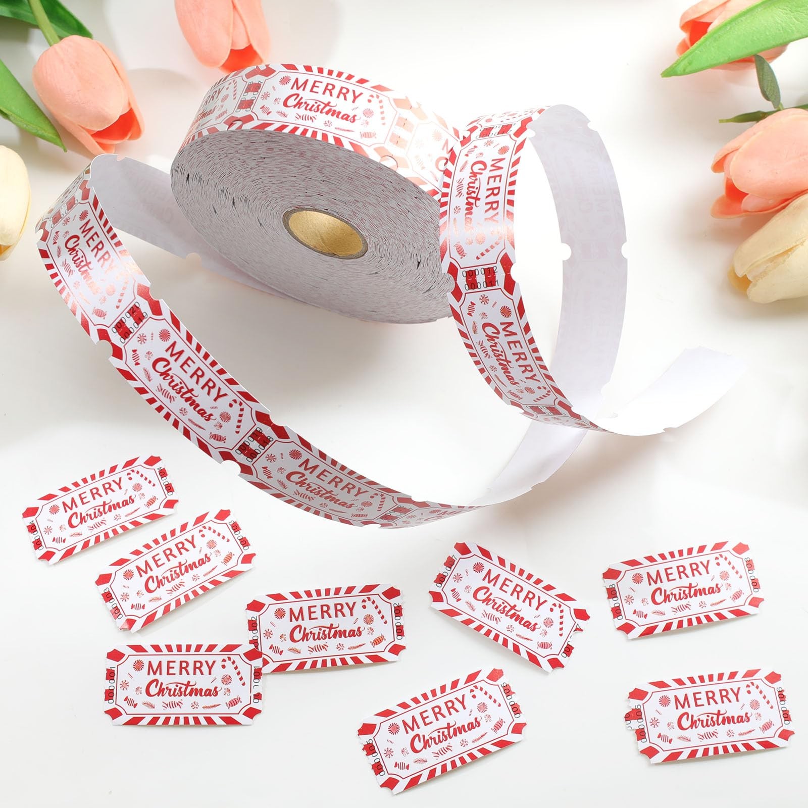 Merry Christmas Candy Drink Ticket Single Raffle Tickets Roll 1000 PCS