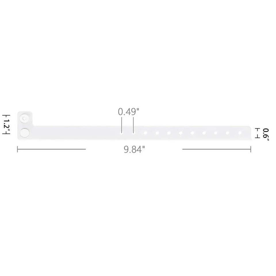 100 Pack White Plastic Wristbands for Events Concerts Pool Party Outdoor Sports