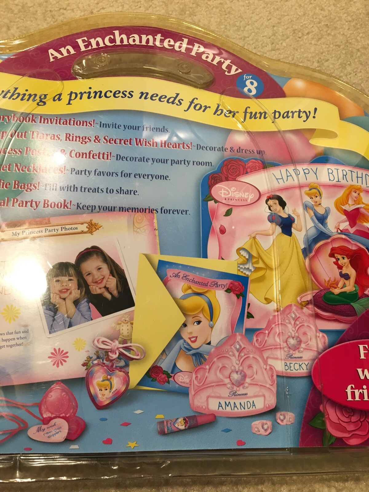 Disney Princess Enchanted Party Set 8 Invitations Lockets Poster Glitter Books