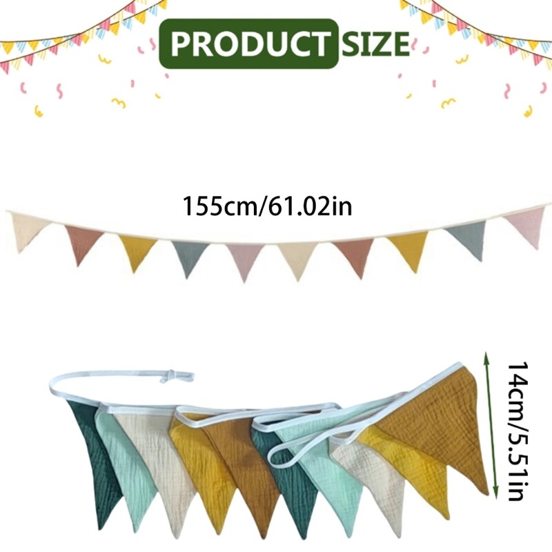 Nursery Bunting Soft Cotton Hanging Banners Flags Garlands Baby Room Decoration