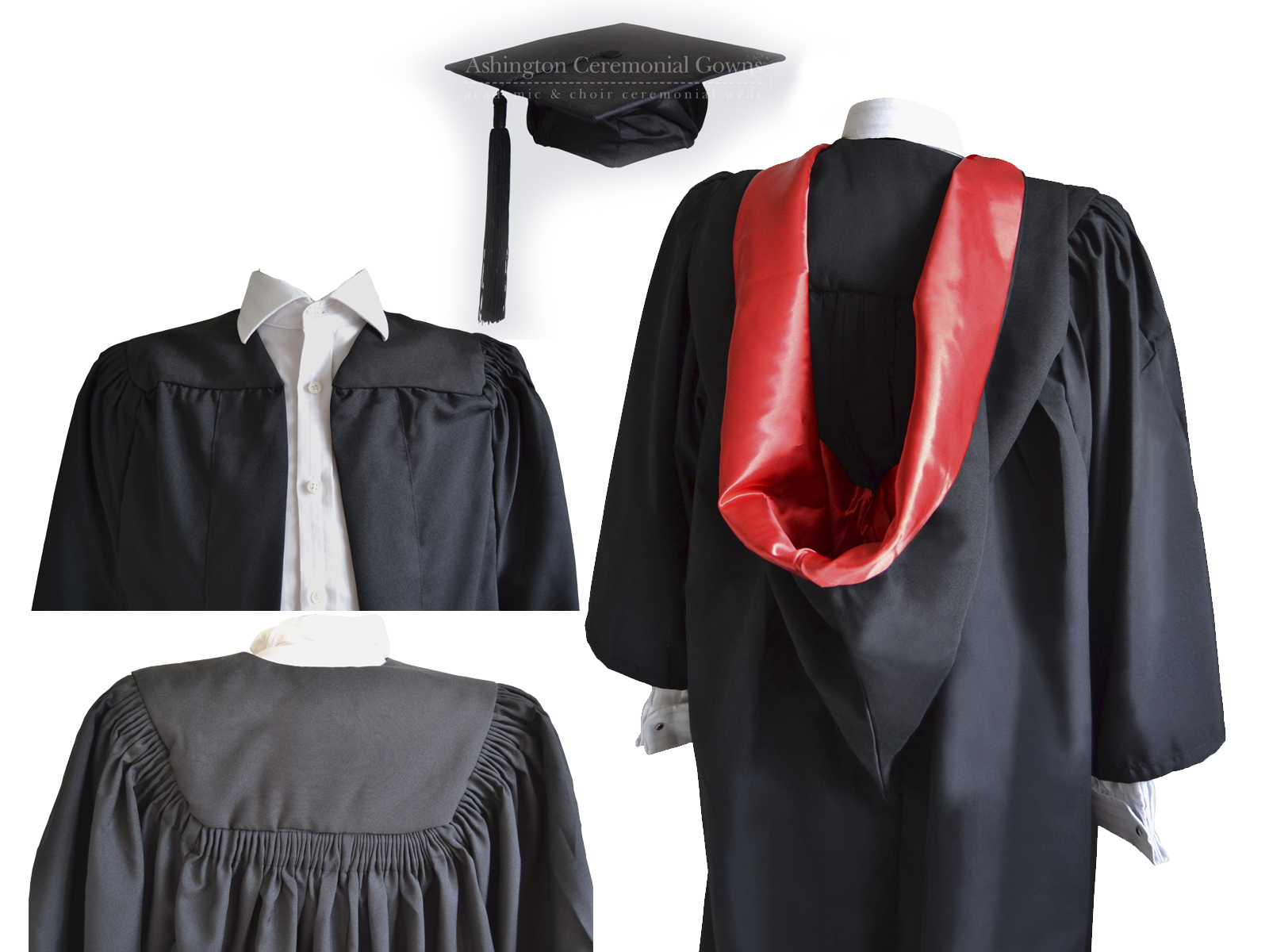 Luxury Graduation Gown & Hat Burgon Hood/Cap Set University Bachelor Adult Robe