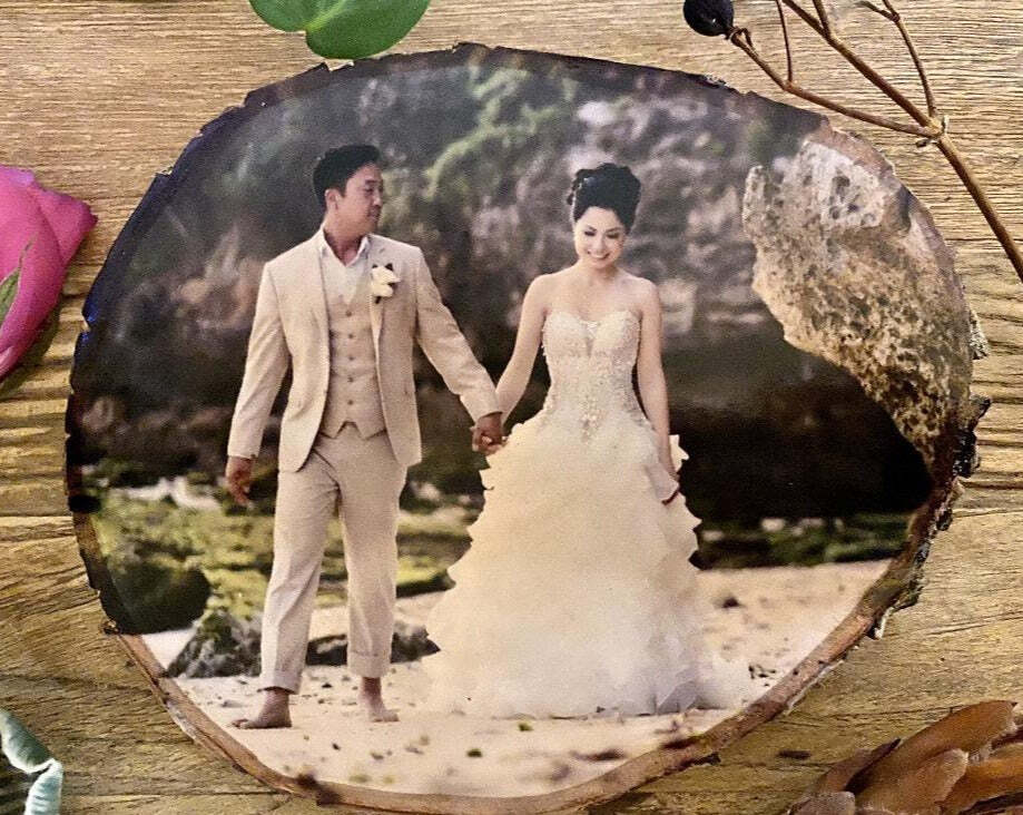Wedding Gift – Personalised Wood Slice, 5 Year Anniversary Gift, Picture on Wood