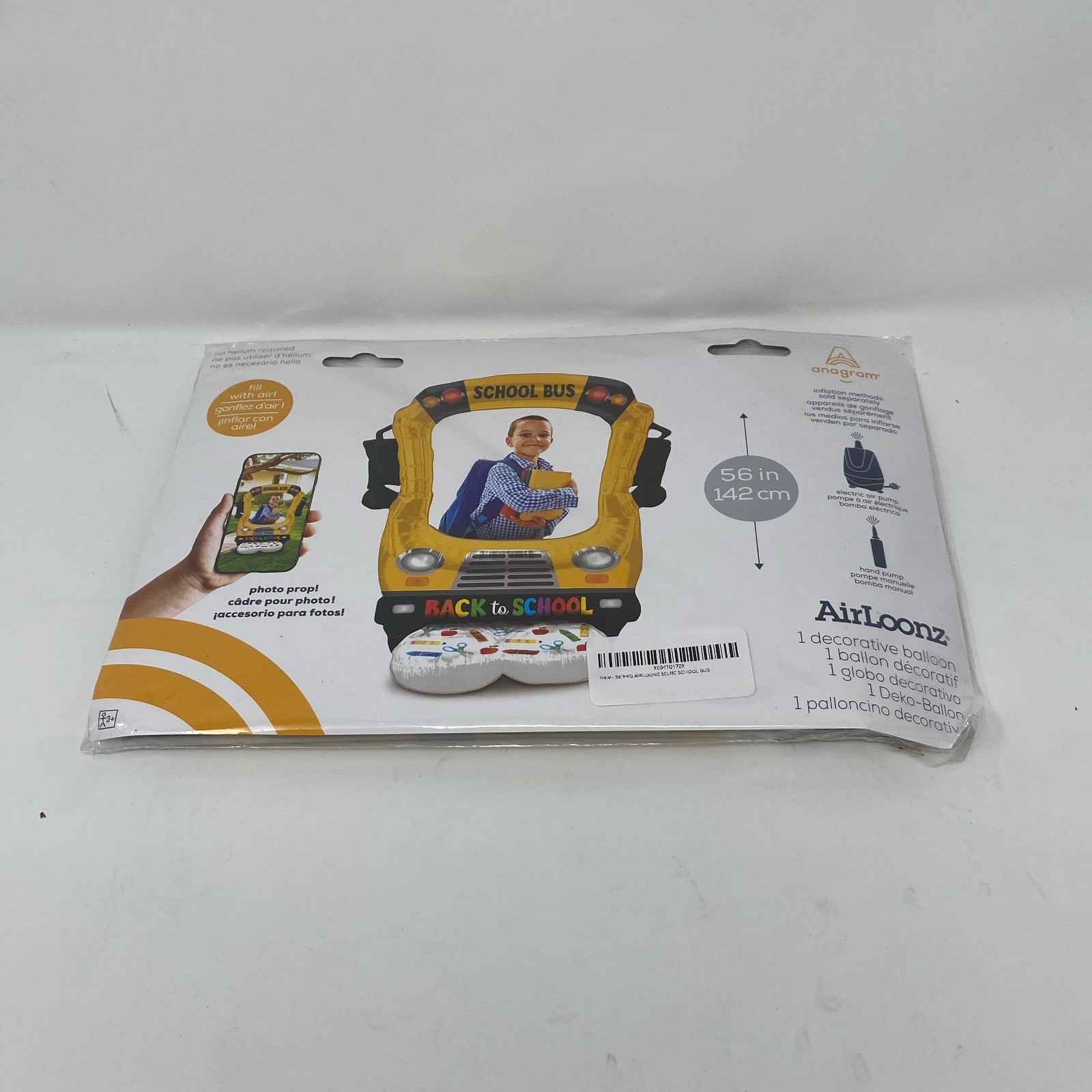 Anagram AirLoonz 56″ Selfie School Bus Foil Balloon Photo Prop – Yellow