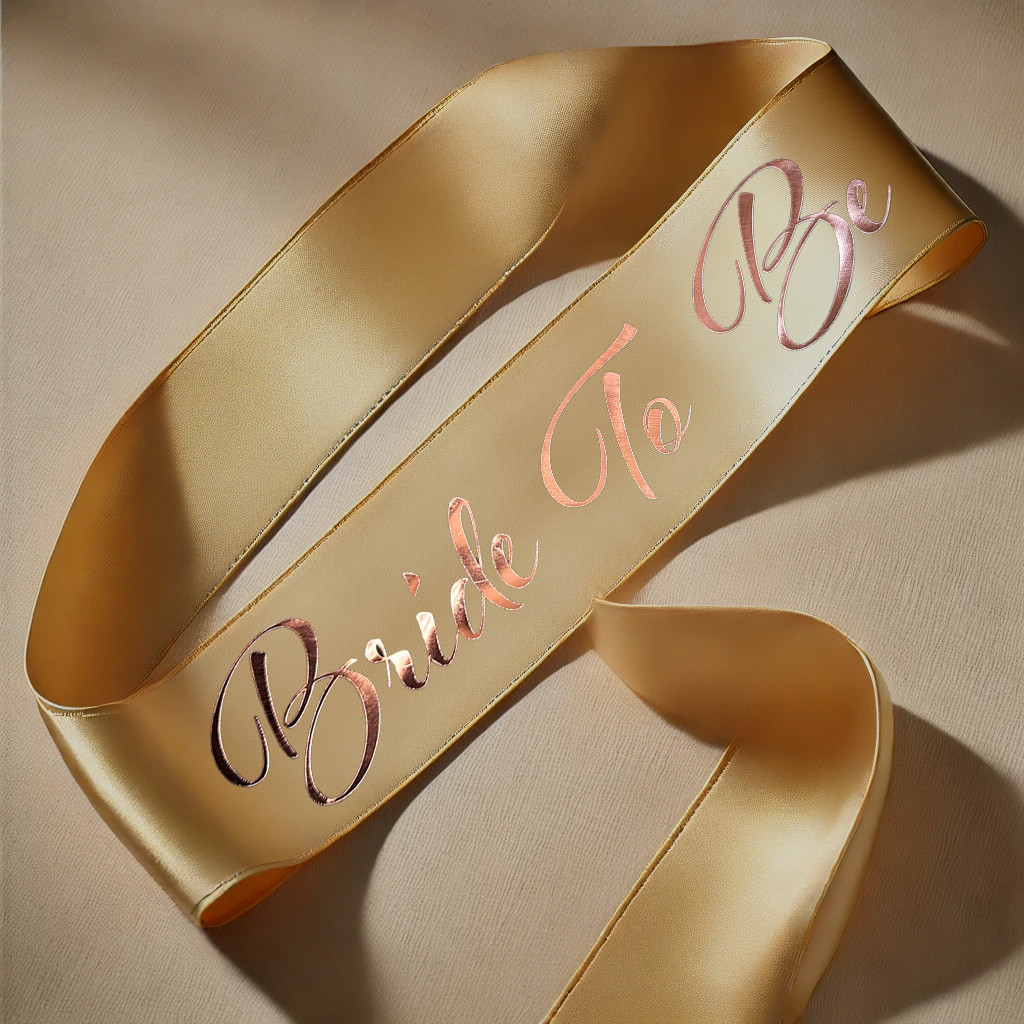 Bride To Be white and gold sash Party Decoration Personalise