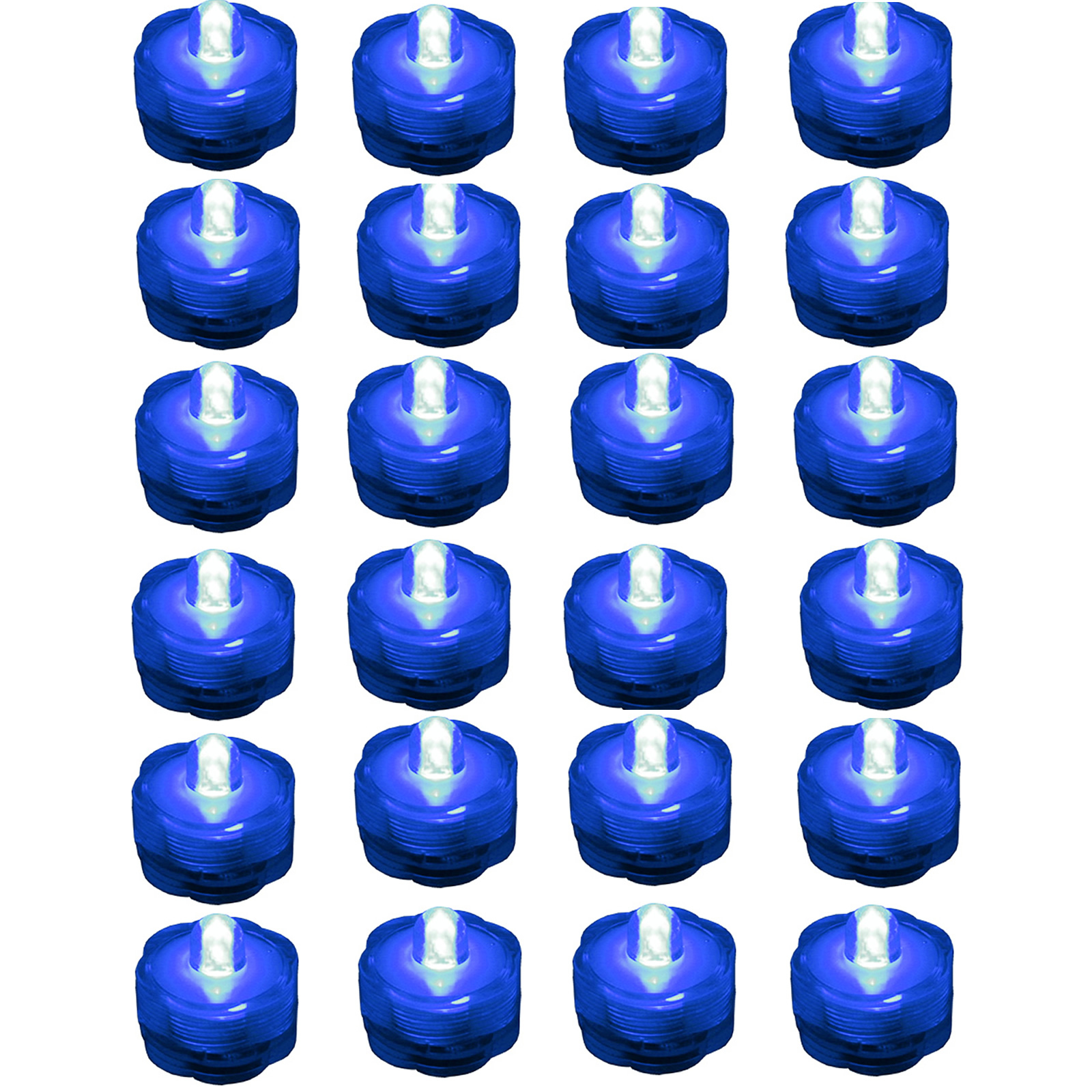 24 Pack Blue Submersible Waterproof Underwater Battery LED Tea Light~Wedding