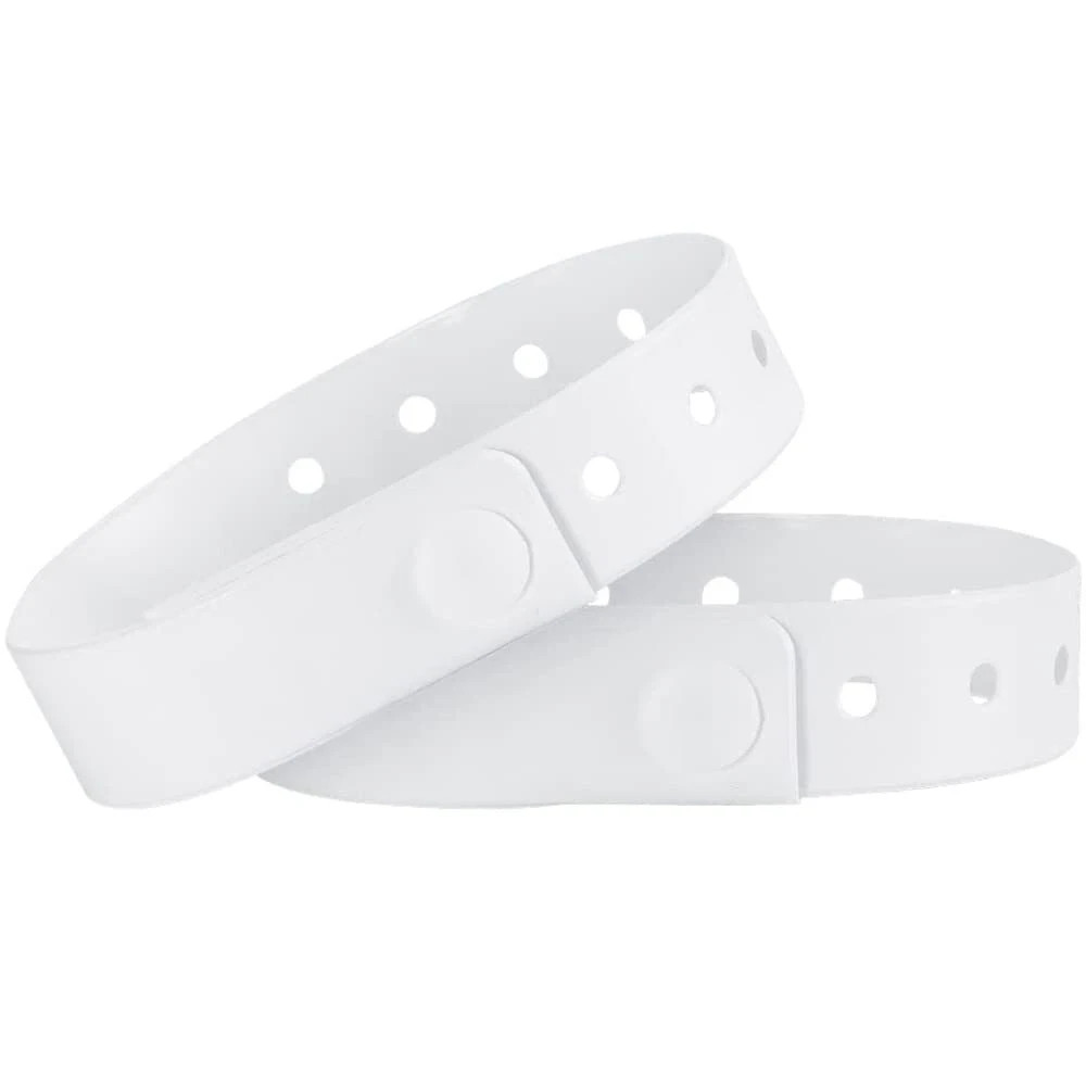 100 Pack White Plastic Wristbands for Events Concerts Pool Party Outdoor Sports