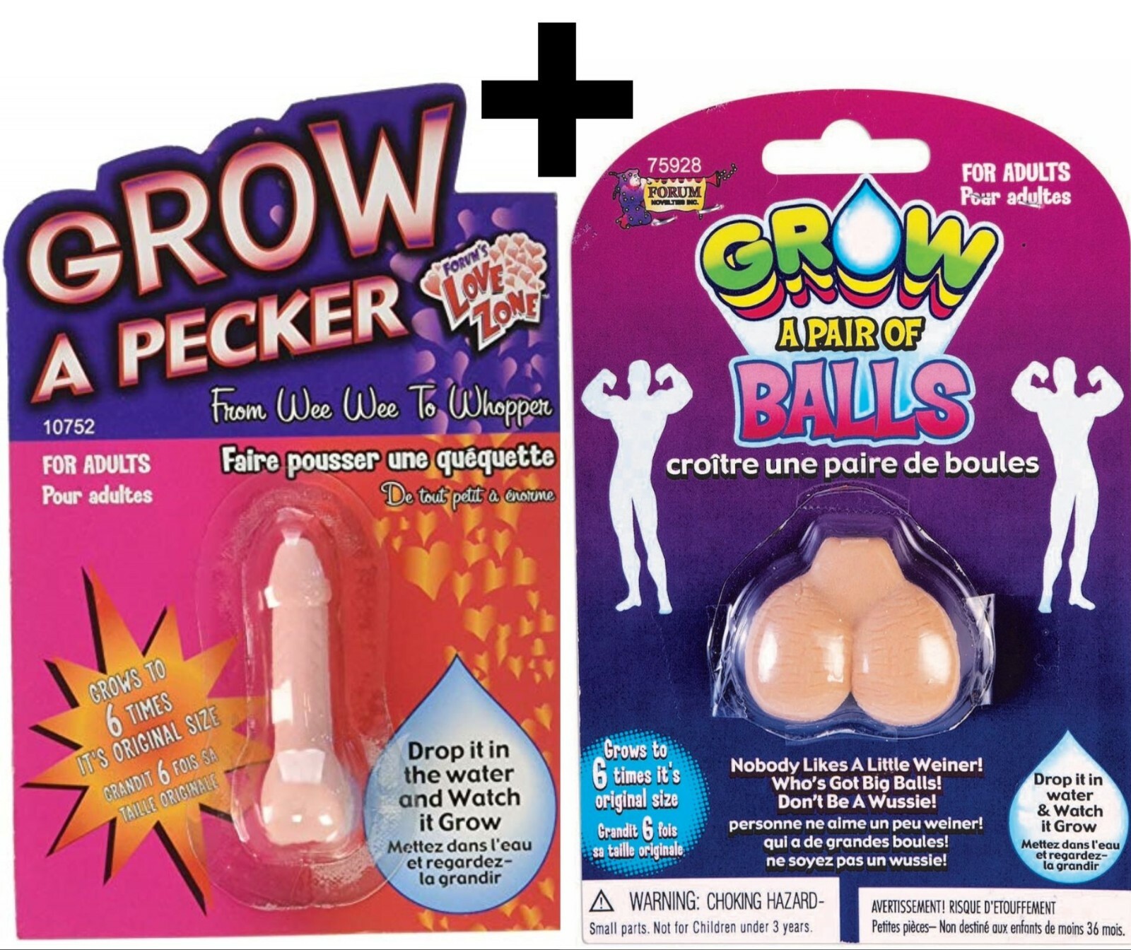 1 Grow Willy Pecker + 1 Grow Pair of Balls – GaG Prank Joke Funny Set