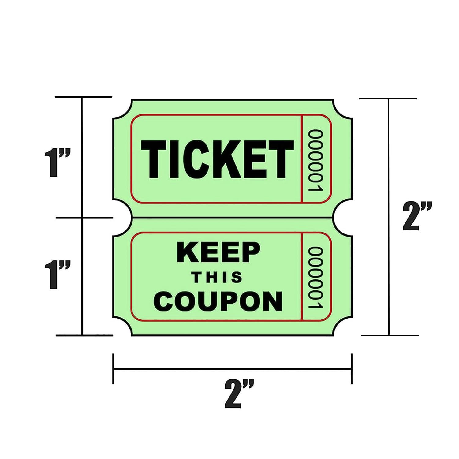 Raffle Tickets Double Roll 2000 Count 4 Colors 50/50 Event Admission Set