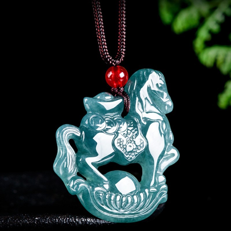 Year of The Horse 2026 Jade Jadeite Figurine Zodiac Amulet Gift Unisex Men Women