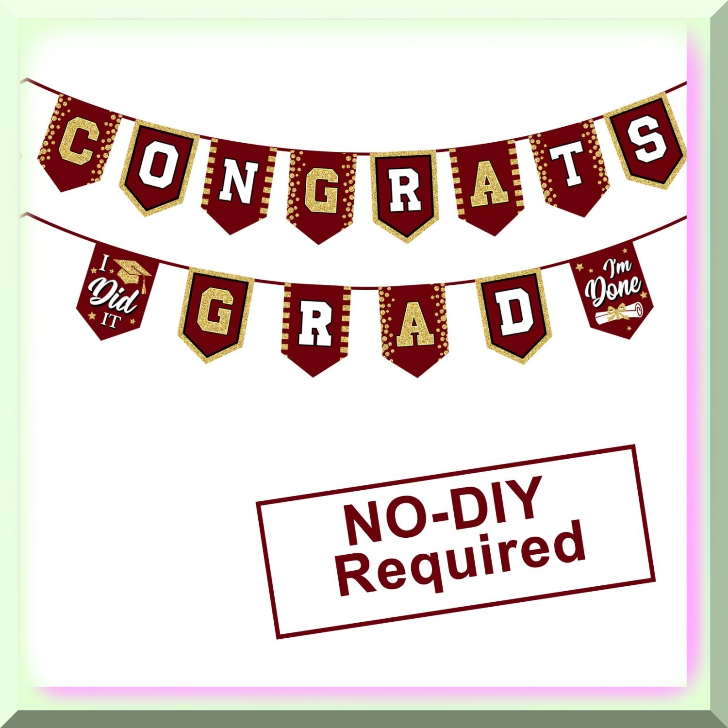 Maroon and Gold Graduation Banner with Adjustable Rope