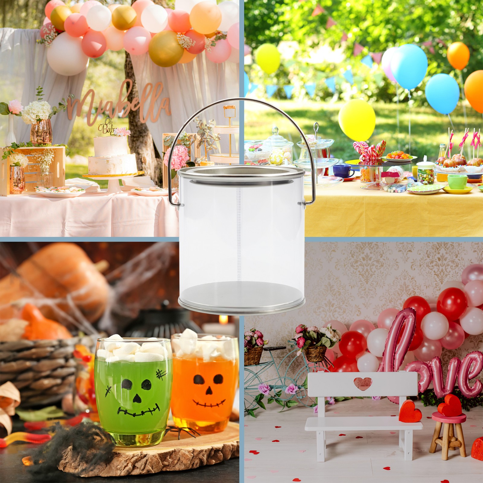 Mini Clear Plastic Paint Cans 6pk; DIY/Craft/Party Decor Favors for Candy/Gifts
