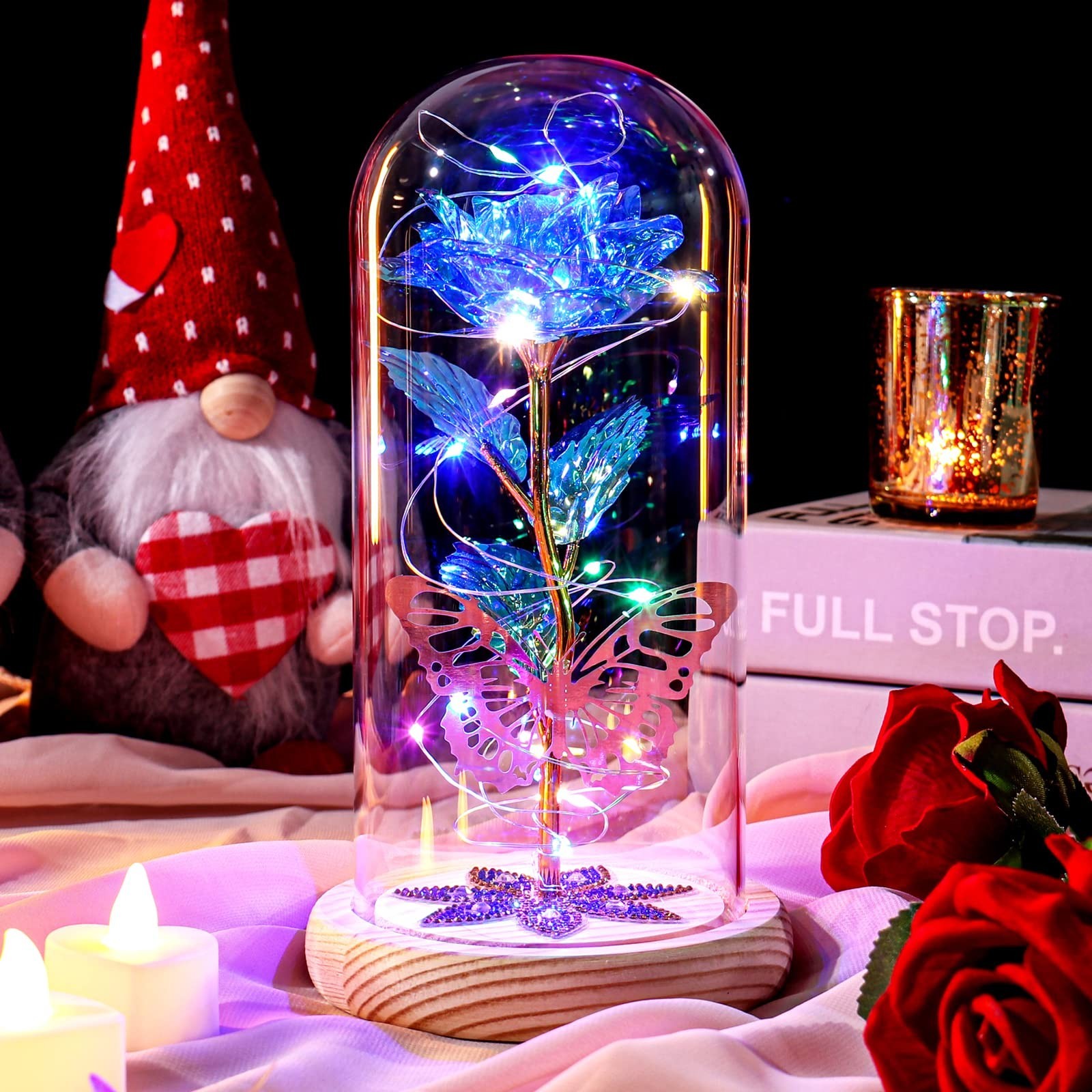 Beferr Mothers Day Rose Gifts for Mom Galaxy Glass Roses Preserved Forever Fl…