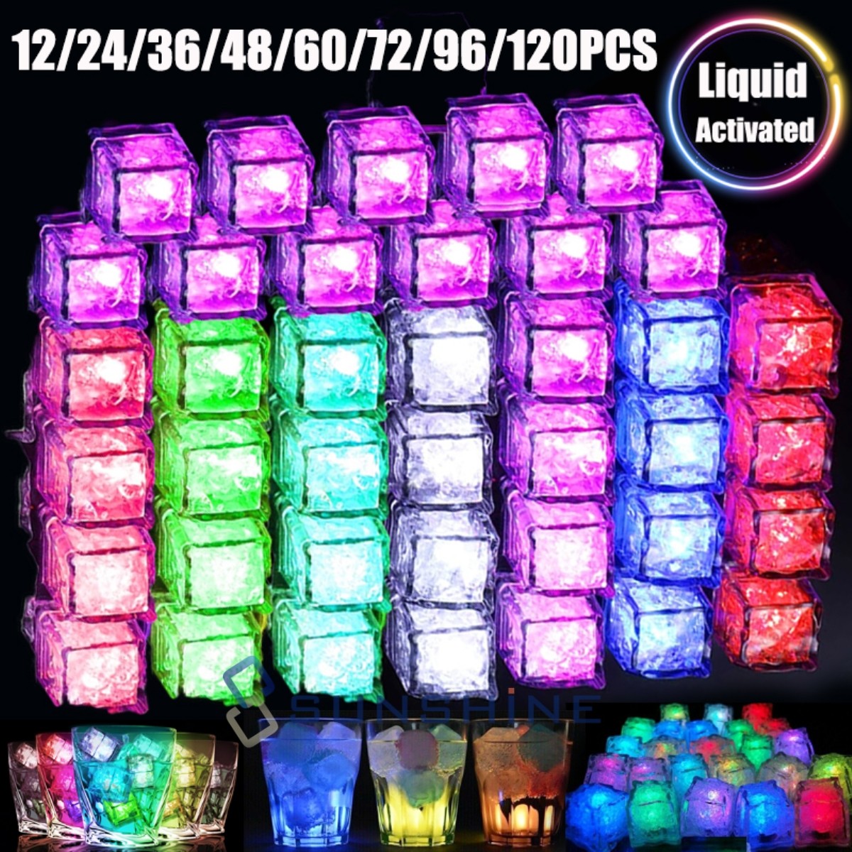 Light Up Ice Cubes Baby Kid Bath Shower Toy LED Luminous Pond Pool Cube Reusable