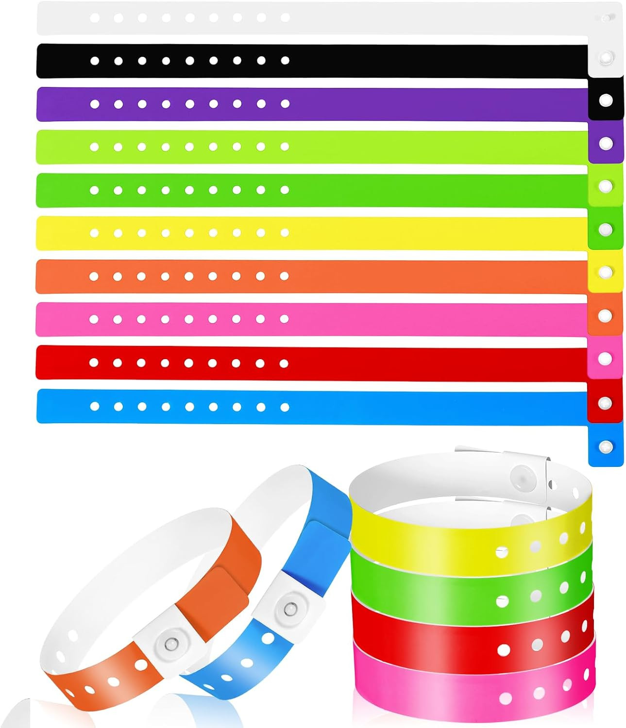 60 Pcs Vinyl Wristband in 10 Colors, Plastic Wristbands for Events, Neon Plastic