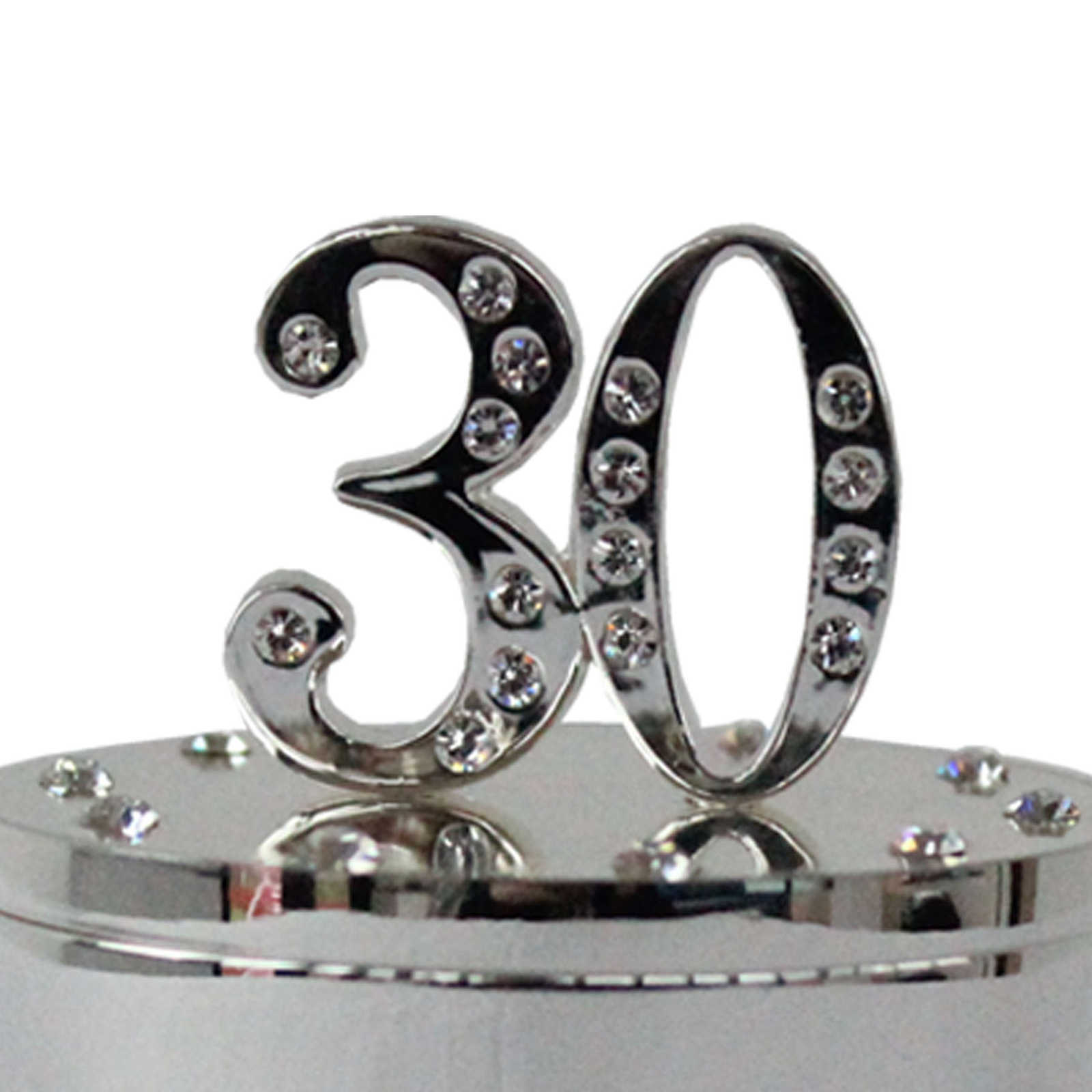 Milestones Silver & Diamante Trinket Box with Number Top – 30th Birthday