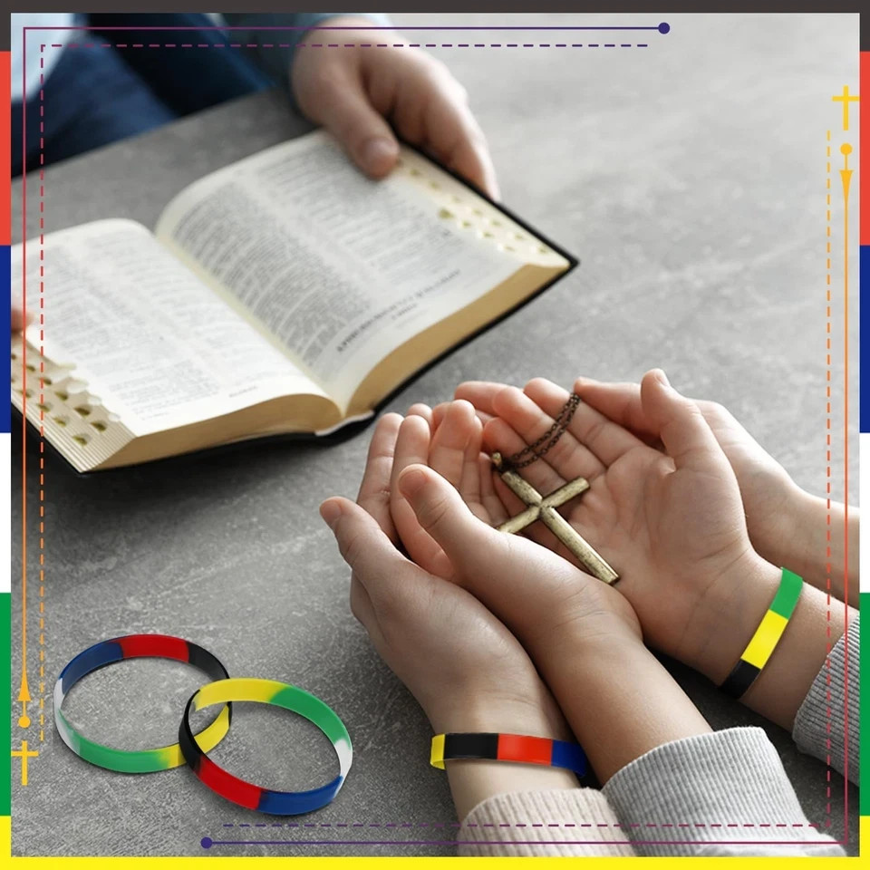 100 Pcs Bulk Plan of Salvation Wrist Band Wordless Silicone Bracelet Bible Sa