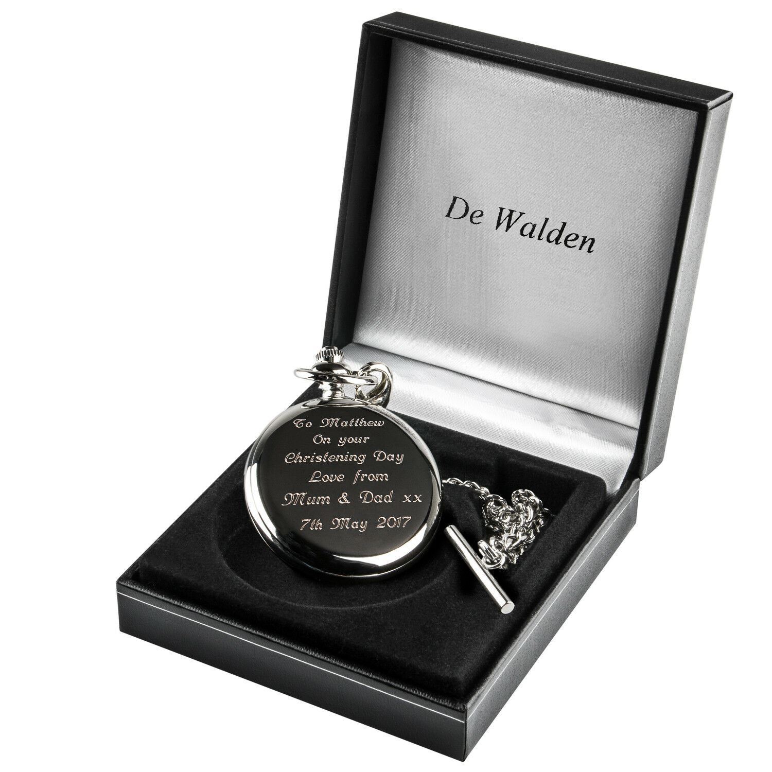 Great Grandson Christening Gift Engraved Boys St Christopher Pocket Watch in Box