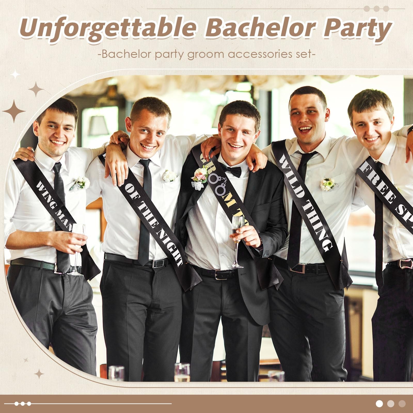 18 Pack Bachelor Party Sashes Set | Funny Stag Night Decorations & Groomsmen Gif
