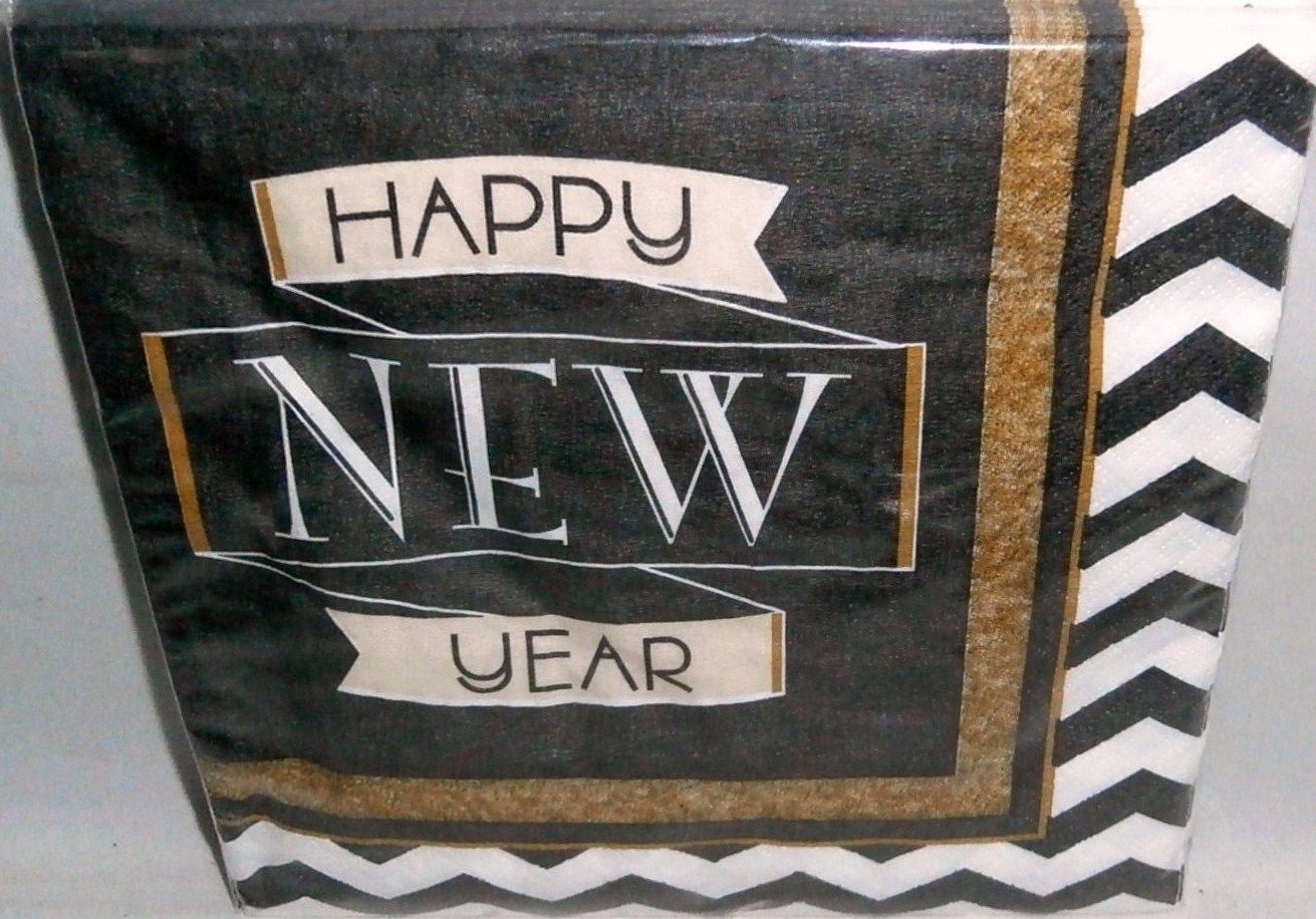 New Years Eve Luncheon Napkins 16 Ct 2-Ply MIDNIGHT CELEBRATION12 7/8″x12 3/4″
