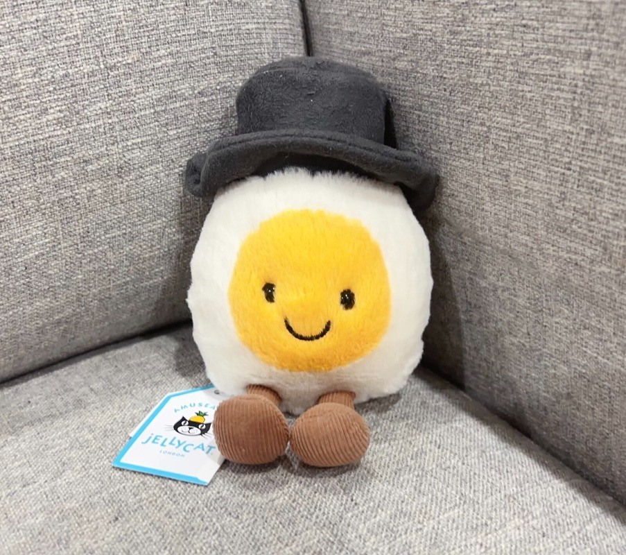 Soft Plush Toy 2Pcs Set Boiled Egg Bride and Groom Couple Plush Toys Gift