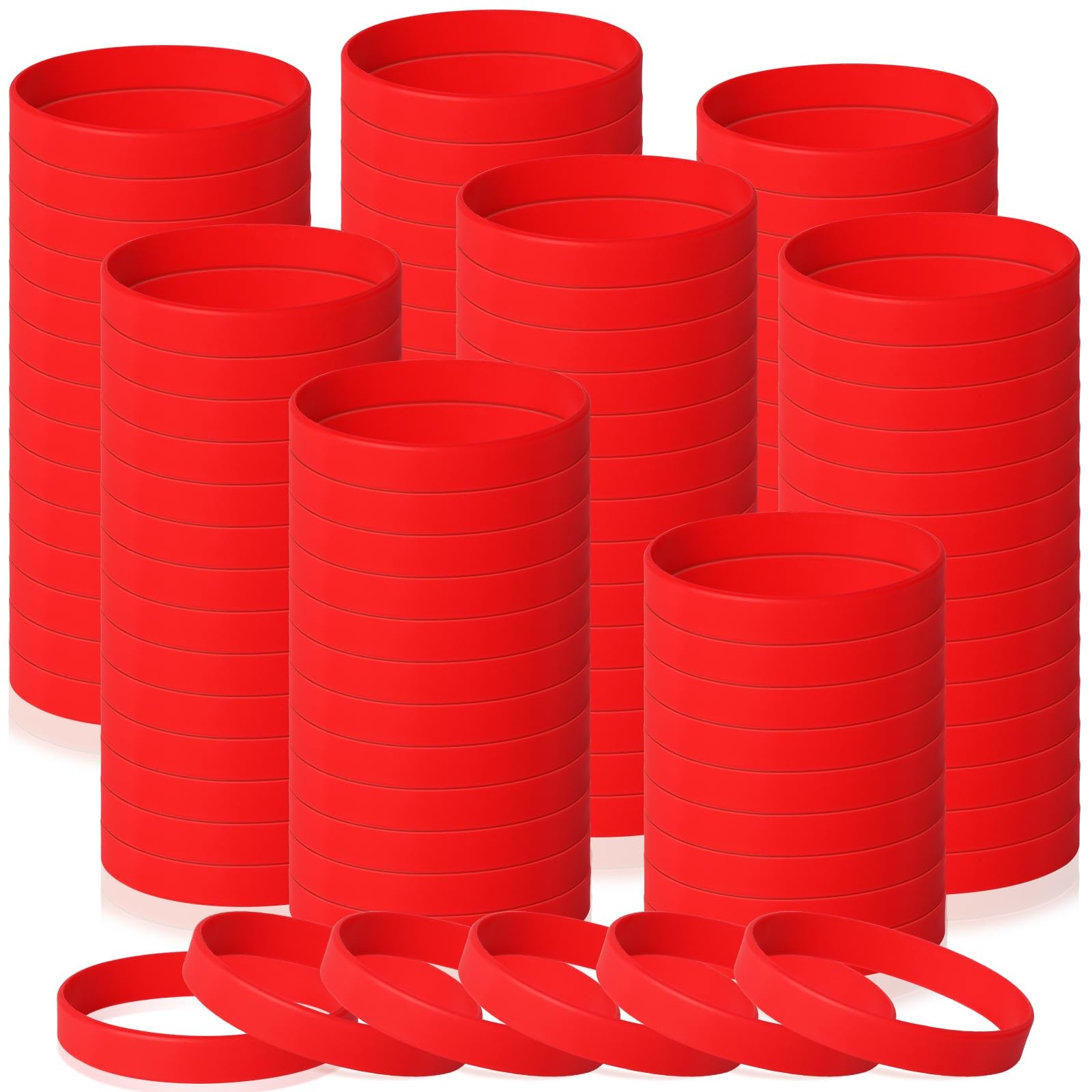 150 PCs Red Rubber Silicone Bracelets, Solid Color Silicone Wristbands Gifts …