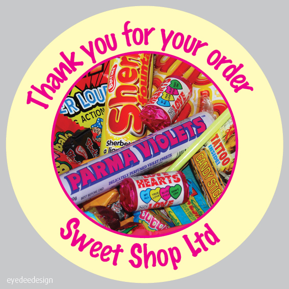 Personalised Sweet Cone Shop 37mm Birthday Stickers Party Thank You Seals – 186