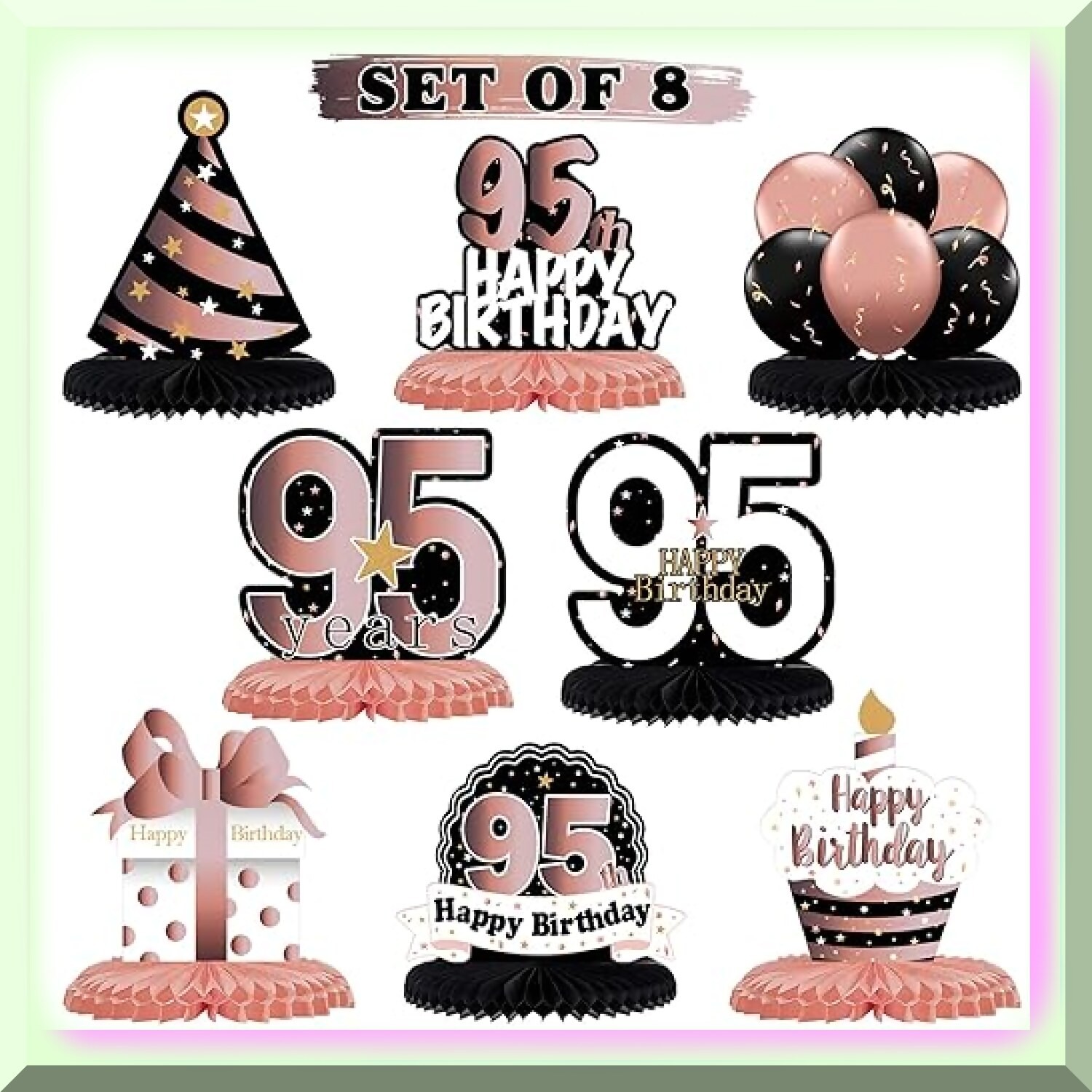 Honeycomb Table Centerpieces for 95th Birthday Set of 8