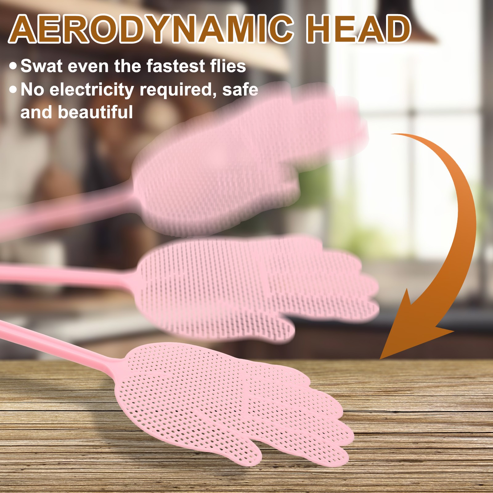 6pcs for Fly Swatter 15x14cm Plastic Manual Heavy Duty Long Handle Green
