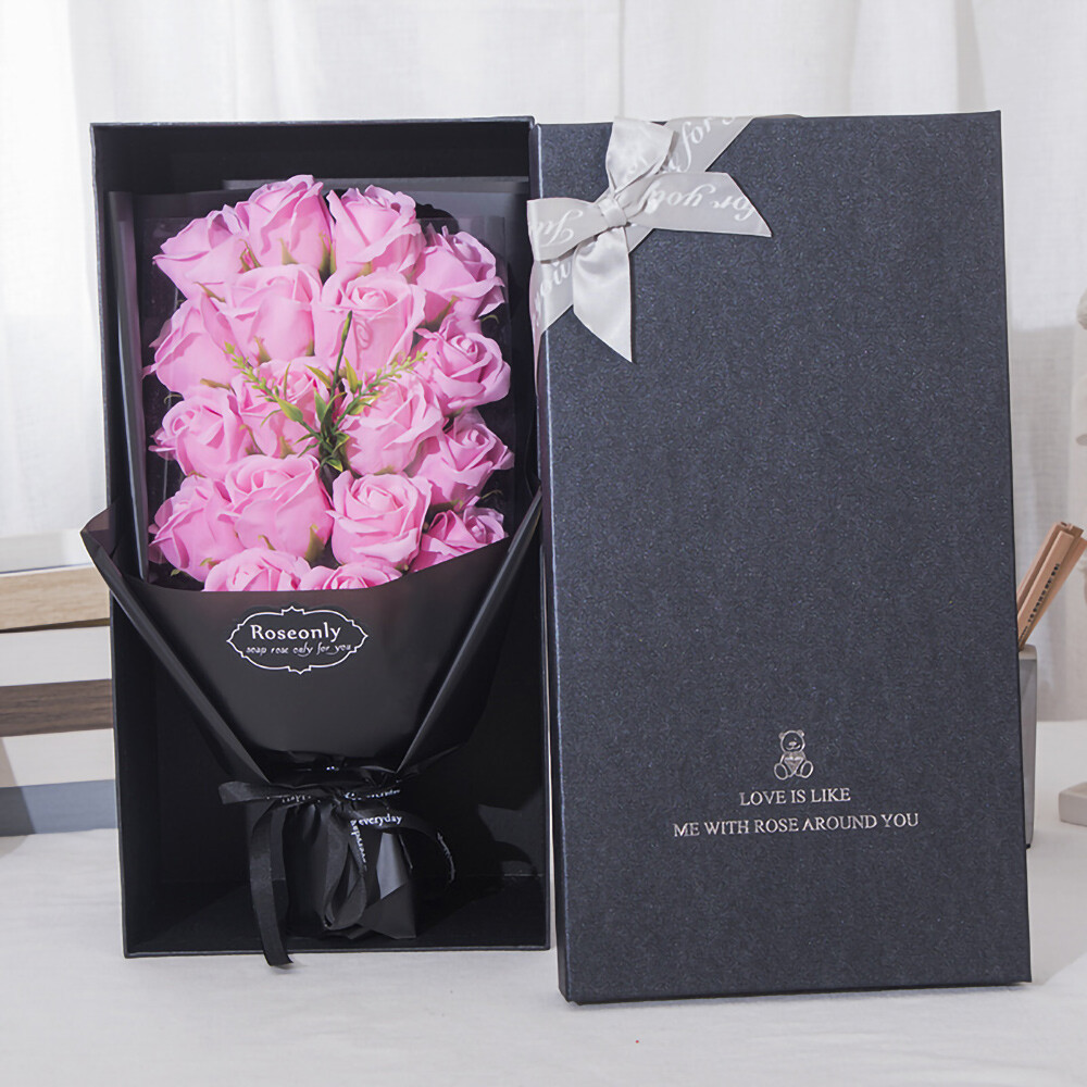 18pcs/bunch Scented Bath Body Rose Soap w/ Gift Box for Holiday Valentine’s Gift