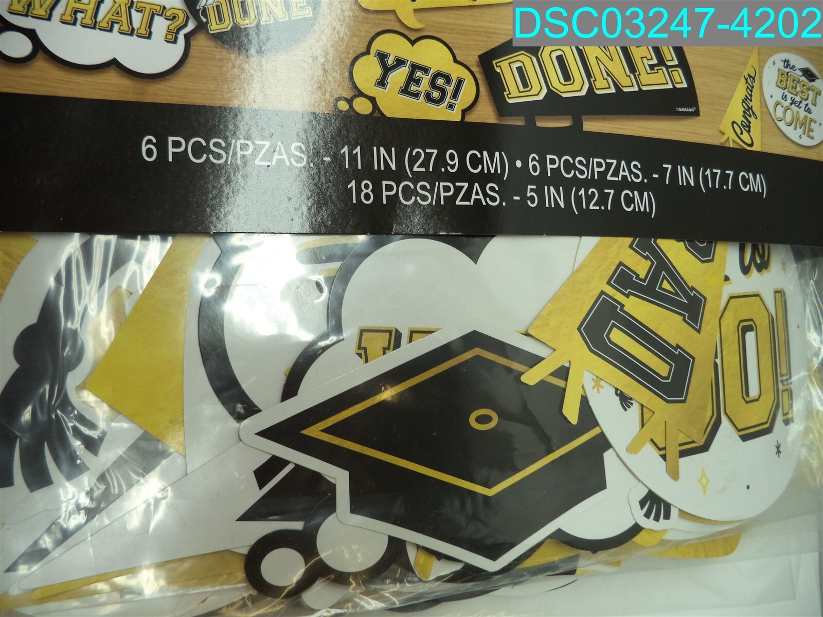 QTY=360 PCS (12 pkg X 30): Black & Gold Graduation Cardstock Cutout 192937317969
