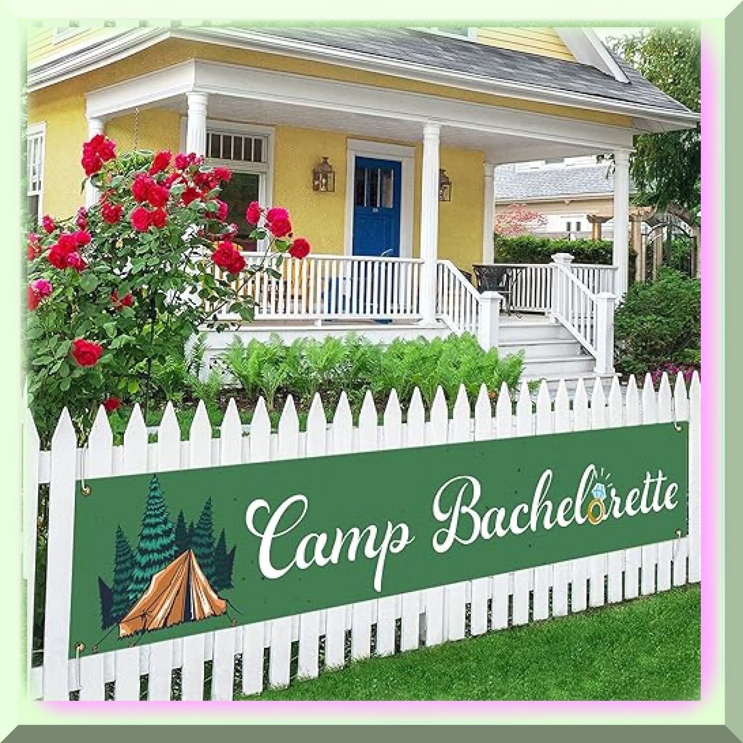 Rustic Lake Glamp Party Banner Outdoor Decor
