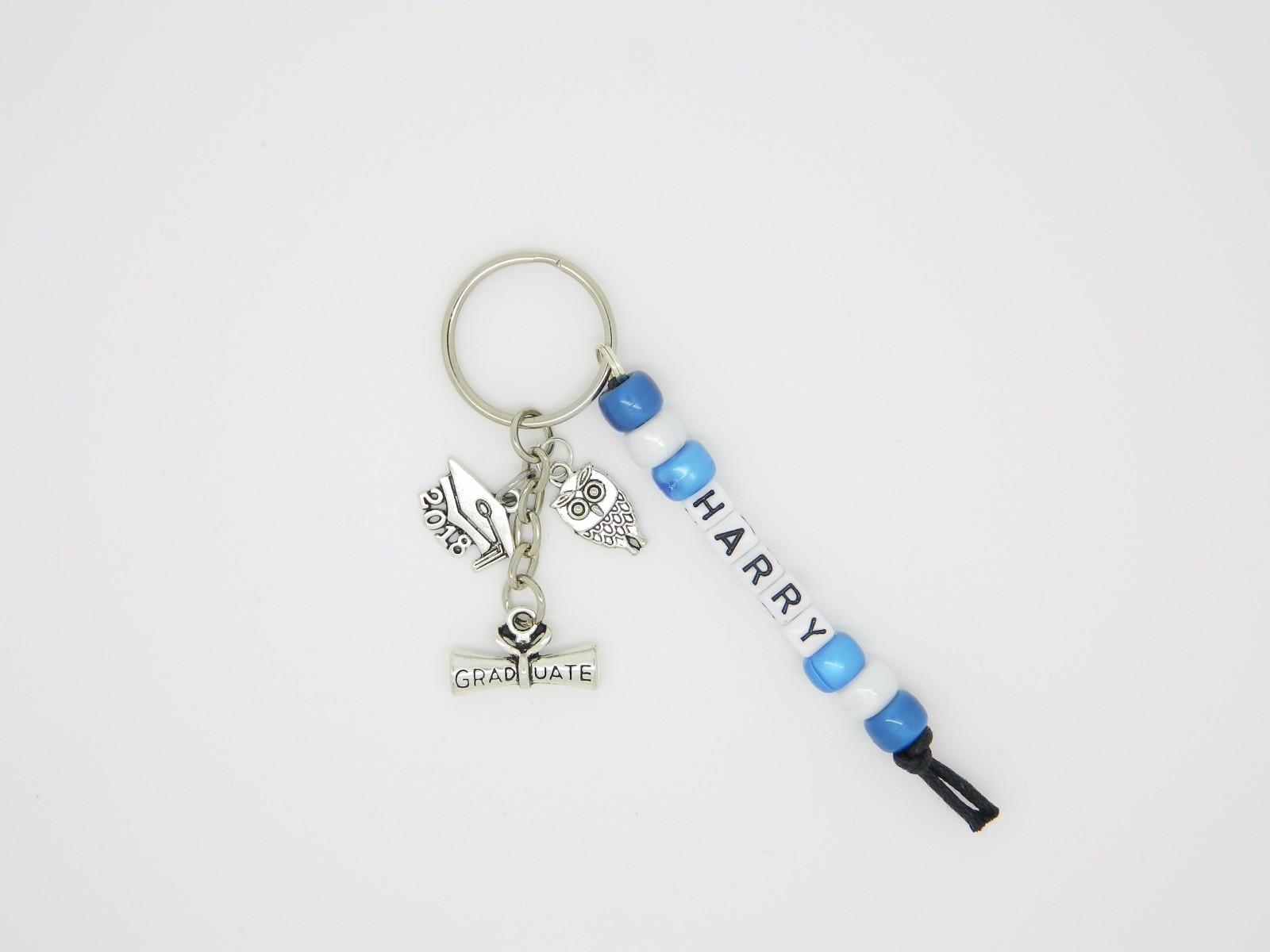 Personalised Any Name Graduation Keyring/Bag Charm Gift 2018 Cap Scroll Owl