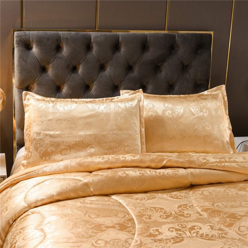 King Size Comforter Set All Season Gold Bedding Comforter Sets Silk Jacquard