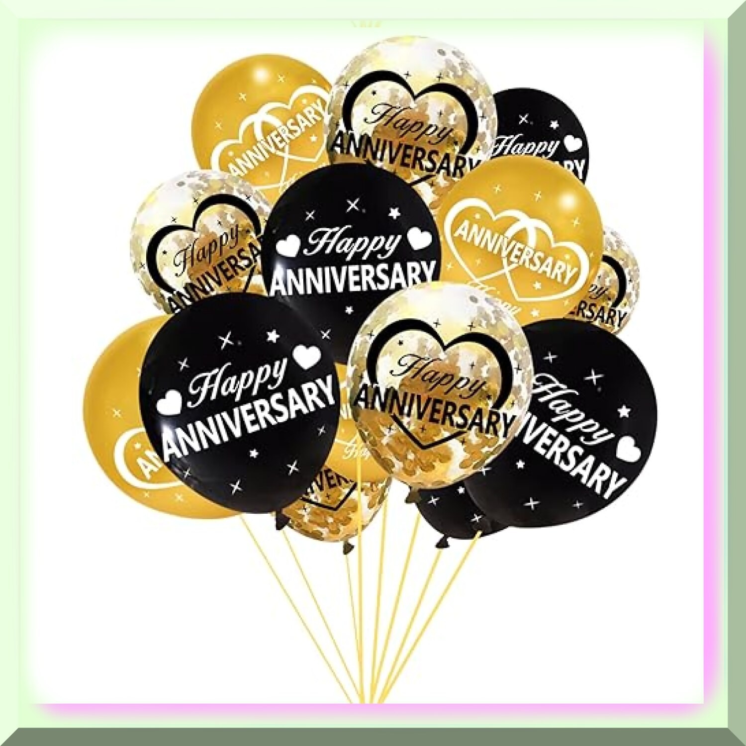 Black Gold Love Anniversary Balloon Set 30pcs