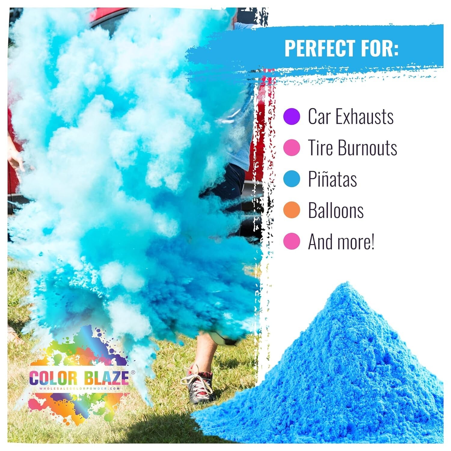 Color Blaze Gender Reveal Powder Packets – Blue – Set of 10, Baby Party, Boy