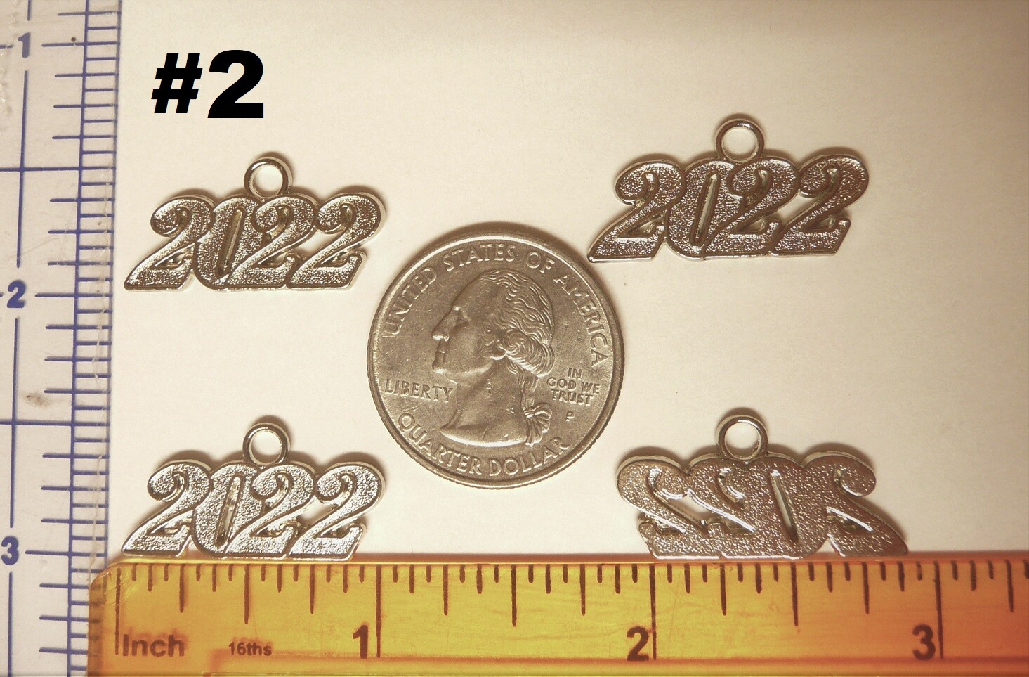 CLASS OF 2022 YEAR NUMBER CHARMS GRADUATION, CHOICE 11 STYLES OF GOLD OR SILVER