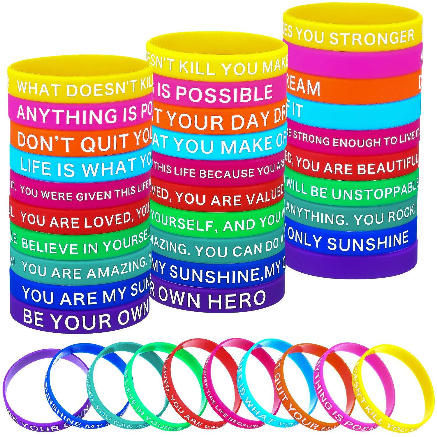 40 Pieces Inspirational Silicone Bracelets Motivational Silicone Wr