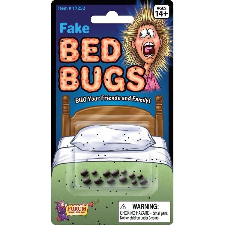 2 Packs FAKE BLACK BED BUGS Tiny Mini Tick Prank Joke Gag Gift House Bedding