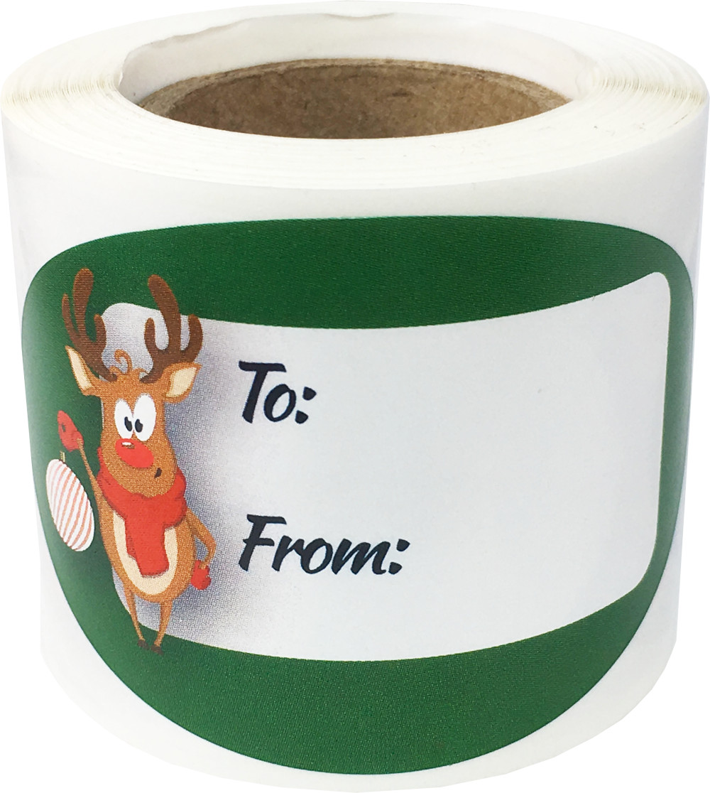 Rudolph Reindeer 4 Designs Gift Present Tags, 1.5 x 2.5 Inches, 100 Labels Total