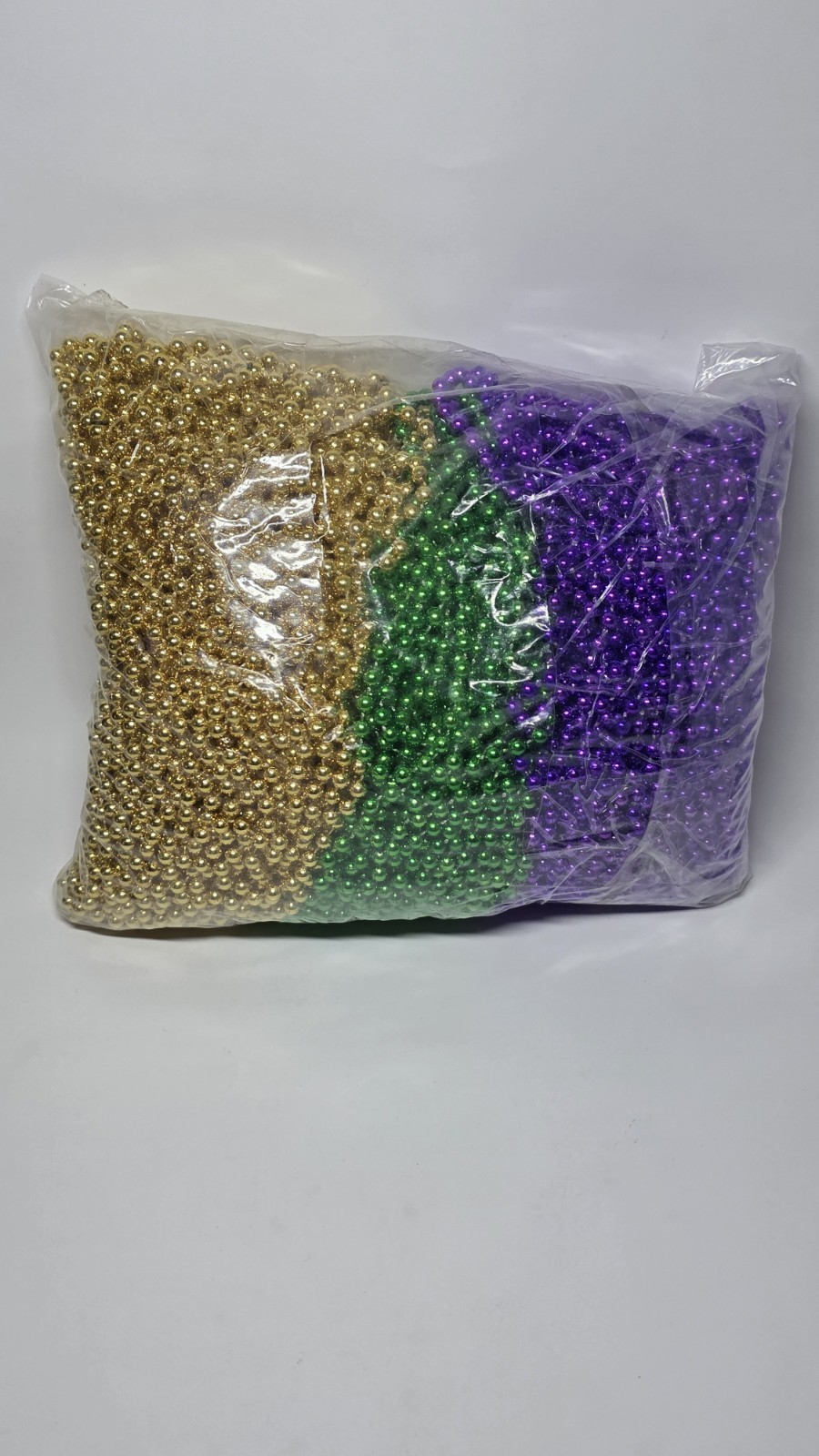 4 lbs of 144 Purple Green Gold Mardi Gras Beads Necklaces 12 dozen Lot