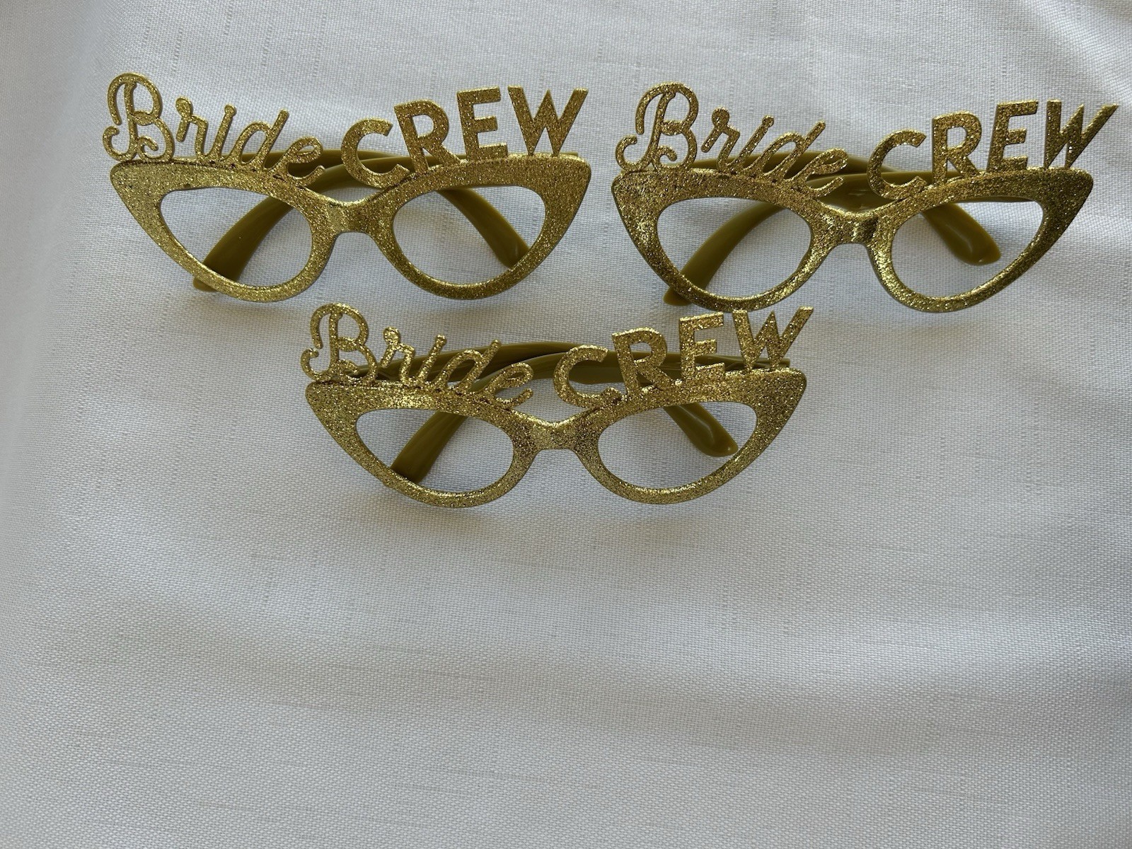 Gold Glitter Bride Crew Party Glasses Bachelorette Bridal Shower Accessories Lot