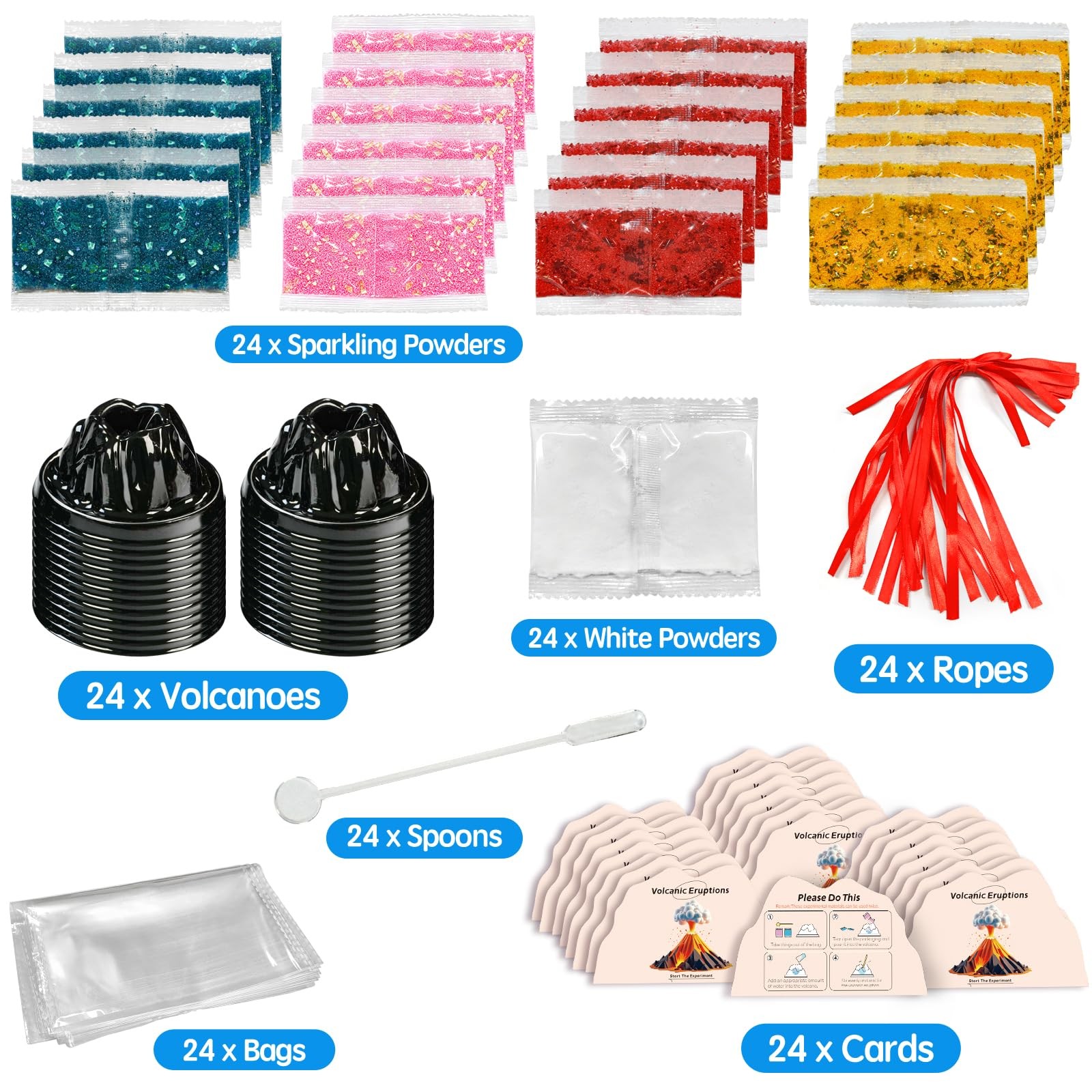 rifamee 24Pcs Volcano Eruption Science Kit Party Favor One Size, 2