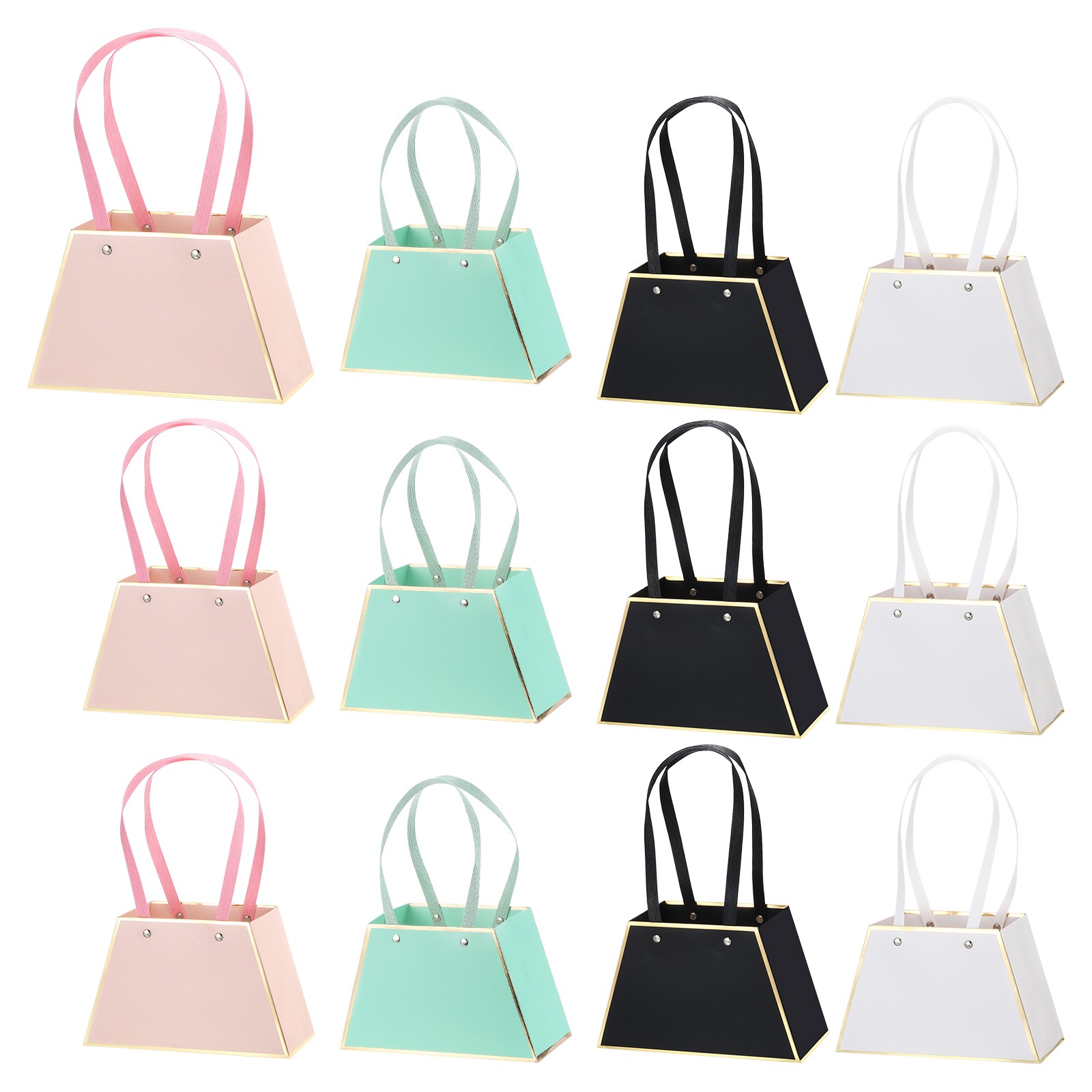 12 Packs Graduation Flower Gift Bags Bouquets Arrangement Boxes, Colorful
