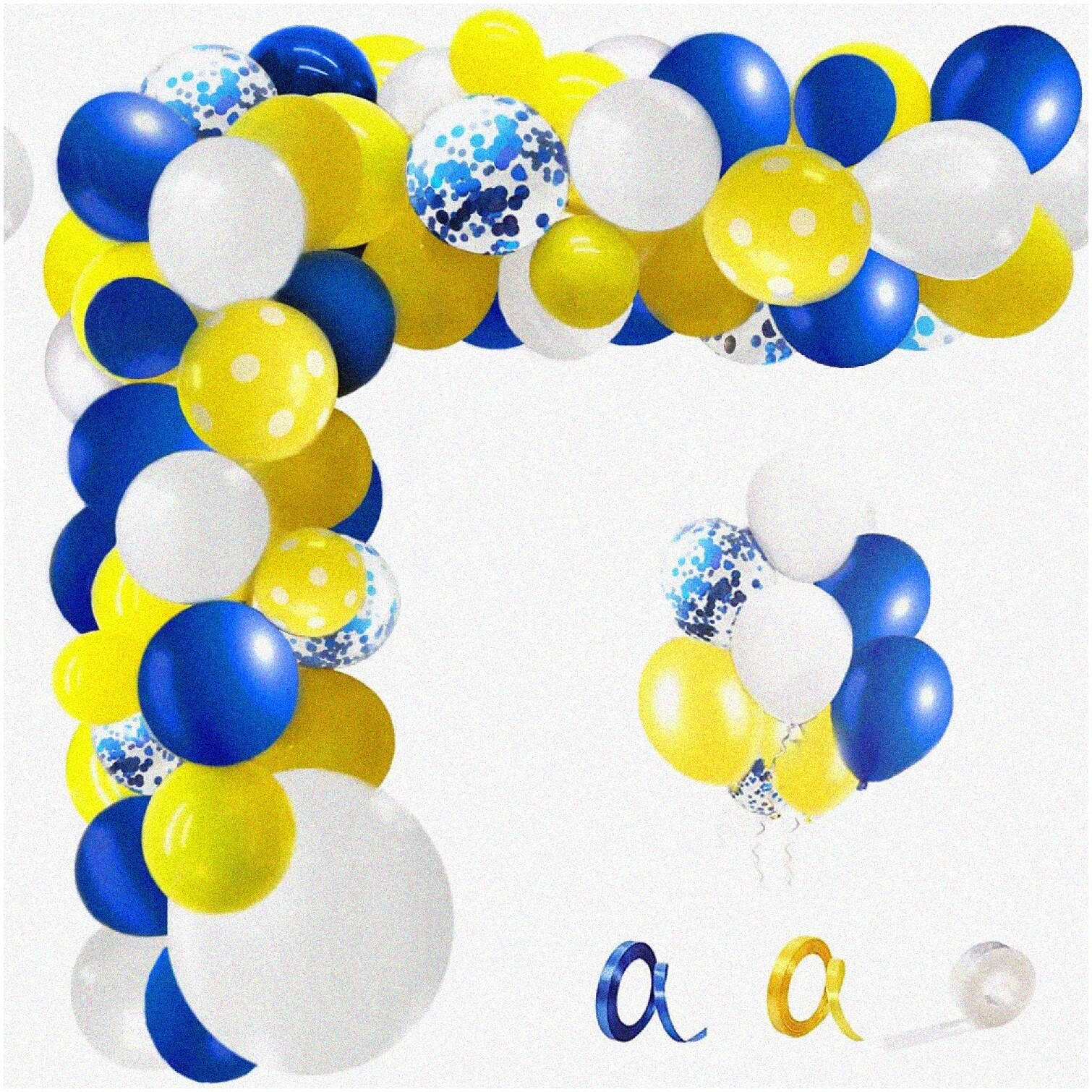Blue and Yellow Latex Balloon Garland Kit 126 Pieces