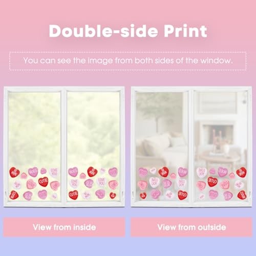 108 PCS Valentine’s Day Window Cling Sticker, Pink Colored Pink Tiny Heart