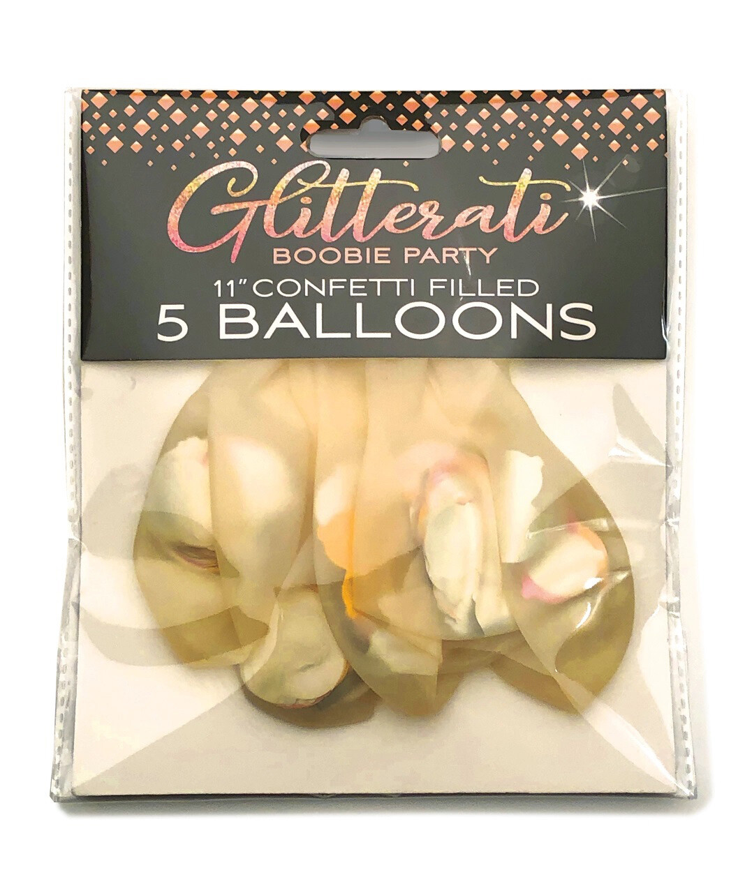 Glitterati Boobie Confetti Balloons 5 pc 11 inch Confettic Filled Party Decor