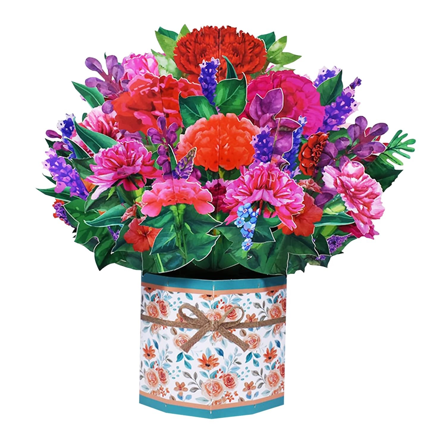 ROBBEAR Carnation Bouquet Pop Up Card, 7.1 x 8.7 Inch,