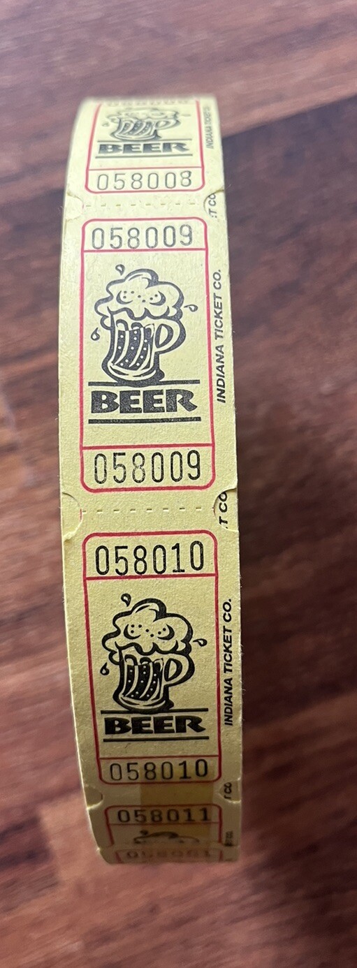 Beer Tickets Single Stub Roll of 2000 For Raffle Fun Fair Carnival Festival