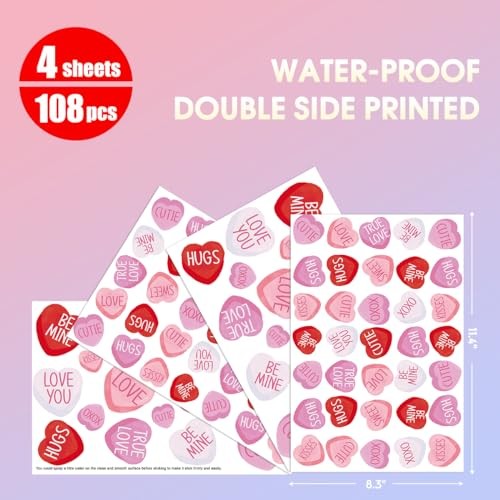 108 PCS Valentine’s Day Window Cling Sticker, Pink Colored Pink Tiny Heart